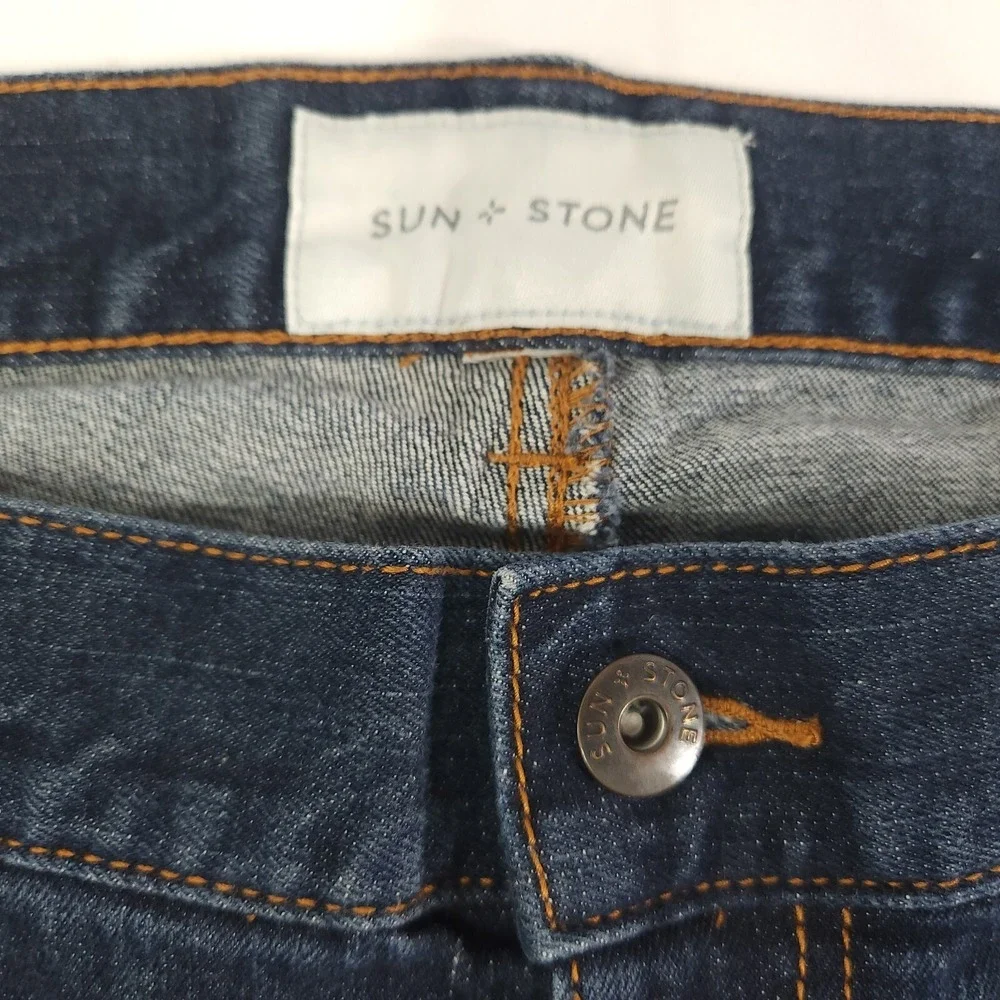 Sun + Stone Denim Shorts Mens 34‎ Blue Dark Wash Pockets Stretch Casual